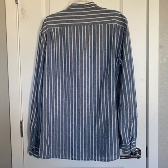INTIMISSIMI Uomo Blue Striped Linen/Cotton Button Up Shirt XL - Picture 4 of 15